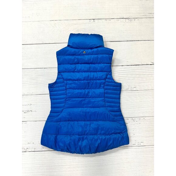 Lily Pulitzer Allie Packable Down Puffer Vest Brewster Blue Gold Zipper Size M - Picture 11 of 12